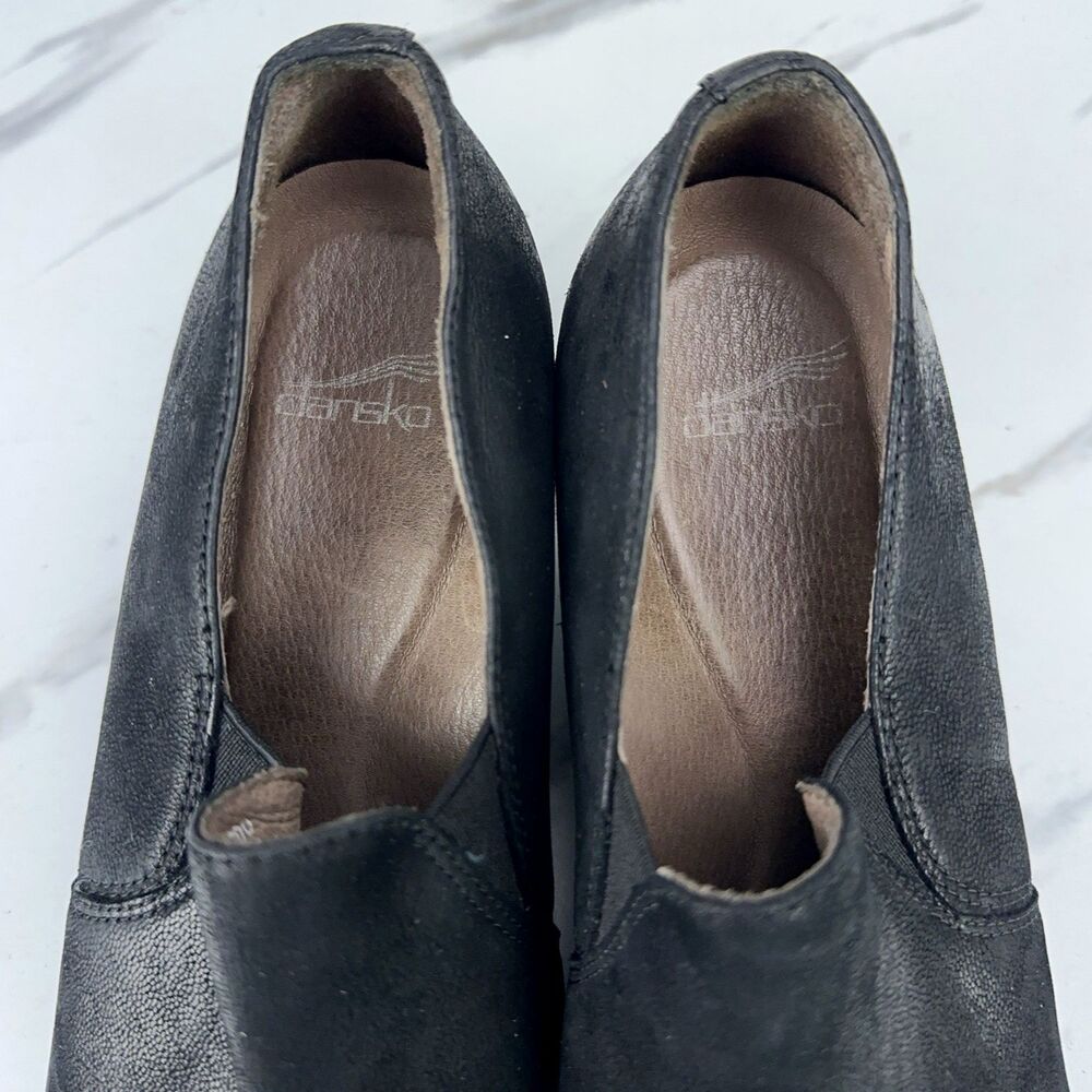 Dansko Robin Black Nubuck Leather Heeled Slip On Loafers Womens EU 39 US 8.5 - 9 - Picture 5 of 9